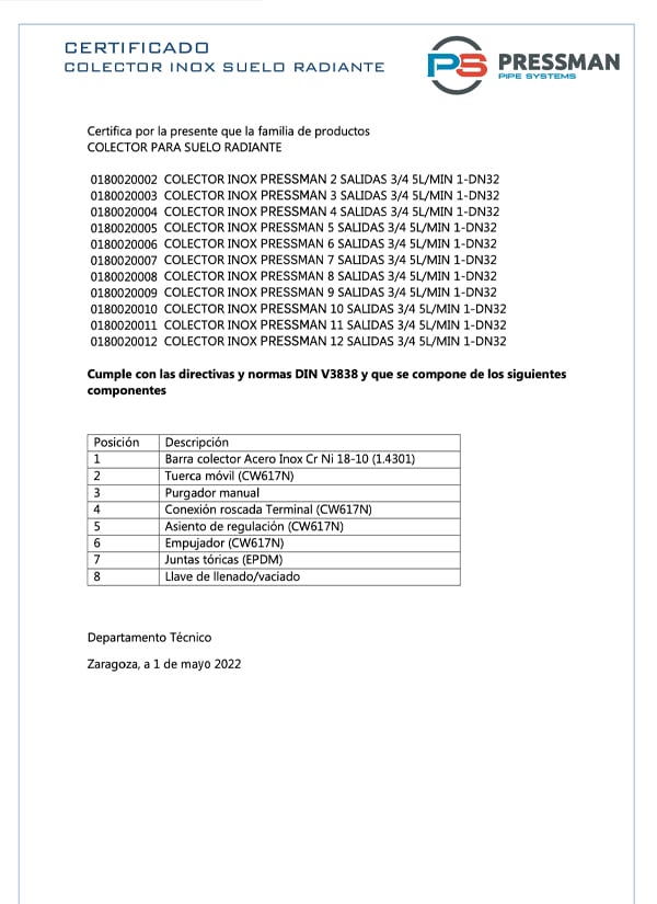 miniatura 2022 Certificado PRESSMAN COLECTOR INOX